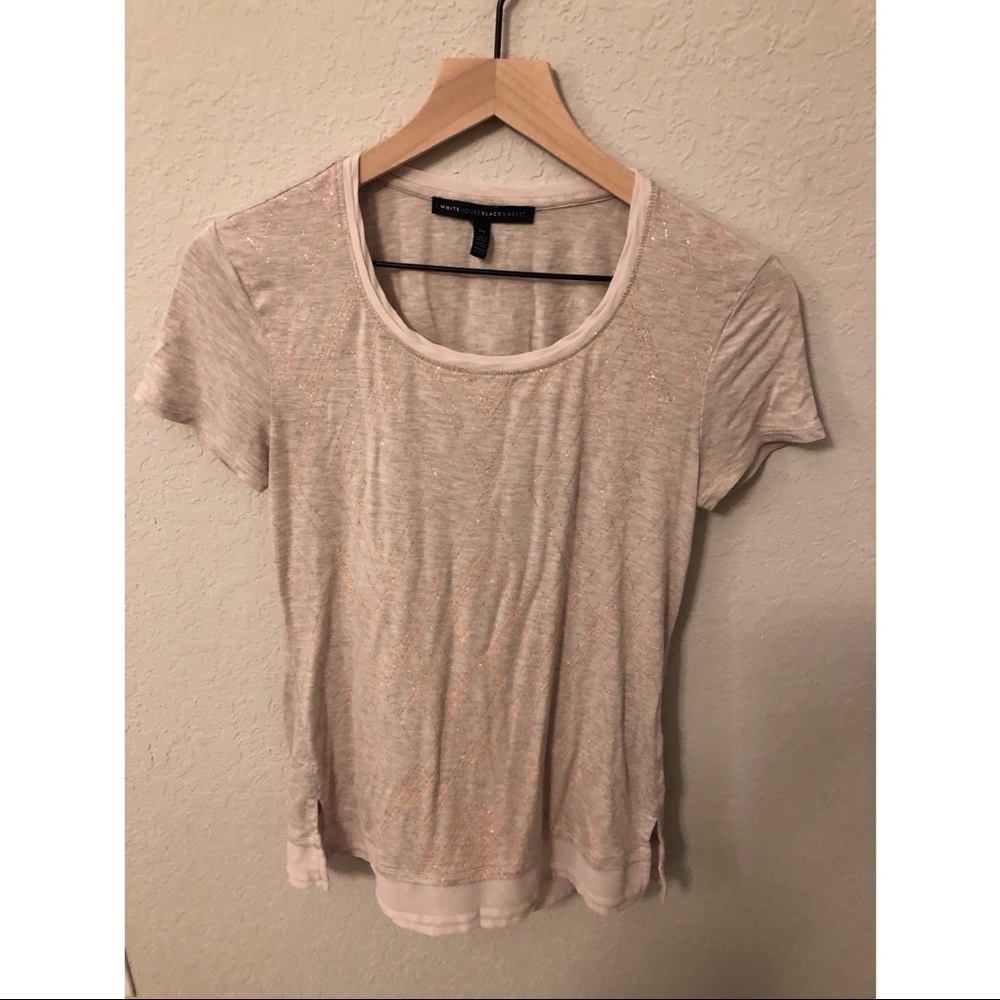 WHITE House black market cream glitter tee shirt. Size xs. Perfect condition.